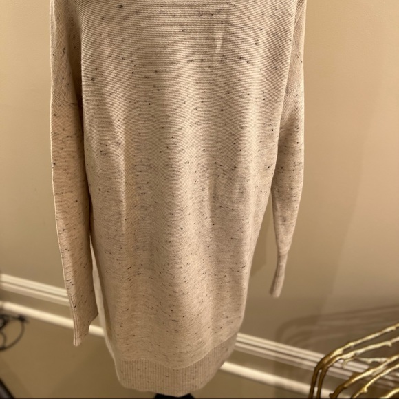 Eileen Fisher cowl neck tunic sweater. Cream/heathered charcoal. Size S/P - Picture 2 of 6